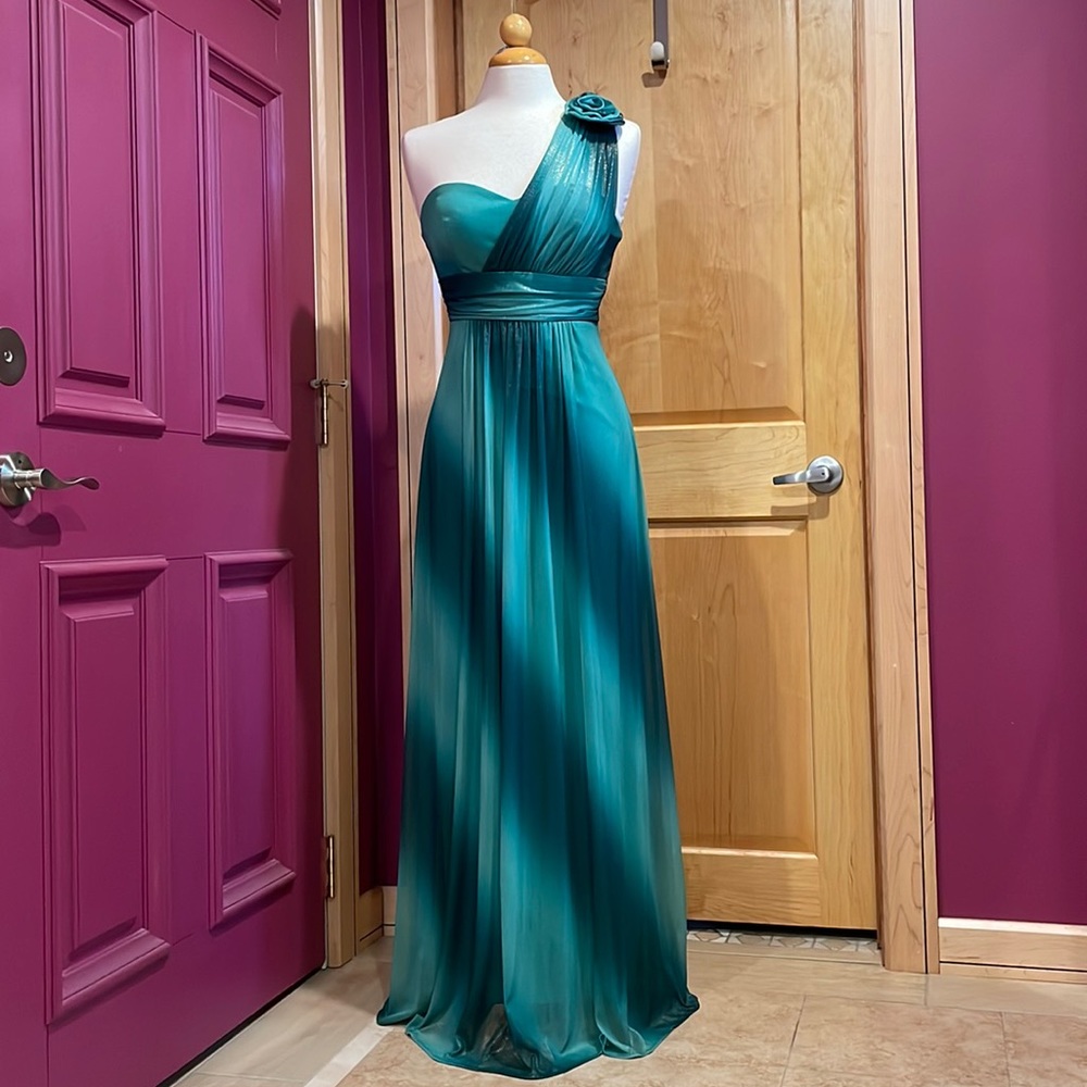 Glittery Two Tone One Shoulder Dress